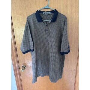 Vintage BOAST Polo Shirt Mens XL Gray Blue Checkered Jacquard Made USA Cotton